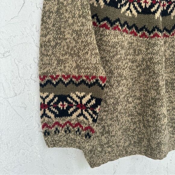 EDDIE BAUER Sweater Women Size Petite Medium Nordic Fair Isle Wool Boho - Picture 3 of 8